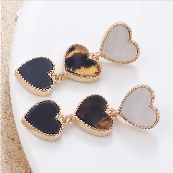 ✨ Animal Print Heart Trio Trendy Drop Earrings ✨ - Picture 5 of 5